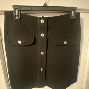 Zara Black Mini Skirt with Silver Buttons